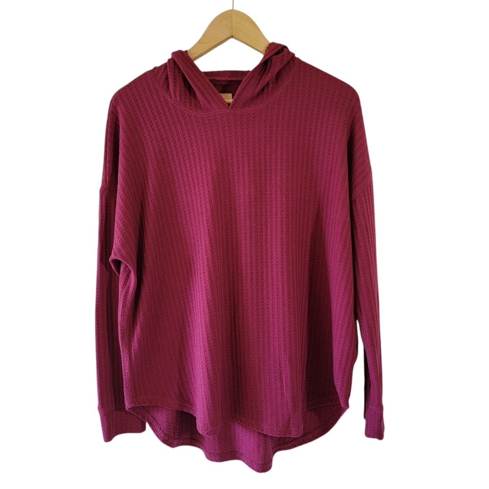 Chaser Burgundy Knit Hoody Sweatshirt L Athleisure Collegiate Casual Streetwear